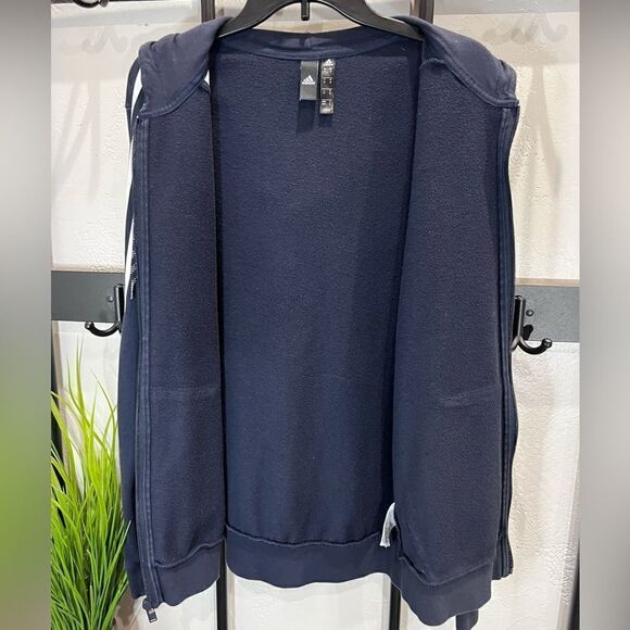 ADIDAS SPORTSWEAR Athletic Zip-Up Hoodie Navy size medium - Picture 10 of 16
